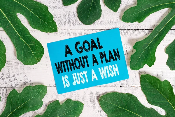 Word writing text A Goal Without A Plan Is Just A Wish. Business concept for Make strategies to reach objectives. — Stock Photo, Image
