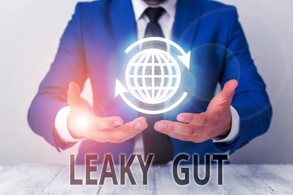 Signo de texto que muestra a Leaky Gut. Foto conceptual Afección en la que se daña el revestimiento del intestino delgado . — Foto de Stock