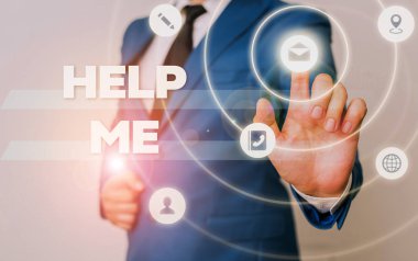 Kelime yazma metni Yardım Et. Birisinin size yardım etmesini istemek için iş konsepti Teamwork Gönüllü.