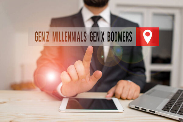 Почерк писателя Gen Z Millennials Gen X Boomers. Концепция, означающая различия поколений
.