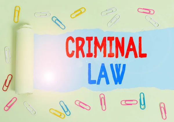 Text sign showing Criminal Law. Conceptual photo legal system which relates to punishing those commits crime.