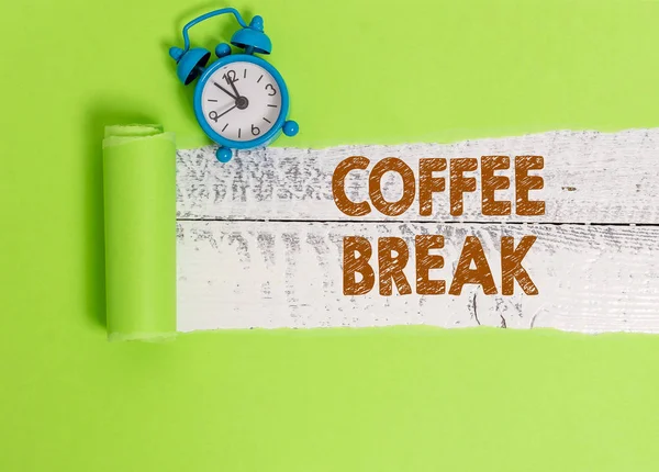 Manuscrito texto escrevendo Coffee Break. Conceito que significa pouco tempo quando você parar de trabalhar para tomar uma xícara de café . — Fotografia de Stock