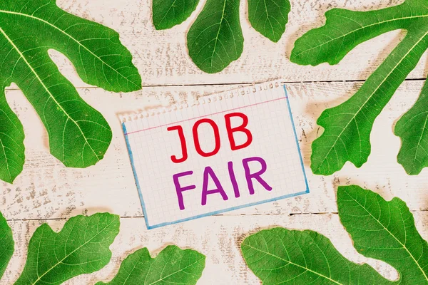 Text sign showing Job Fair. Conceptual photo An event where a demonstrating can apply for a job in multiple companies.