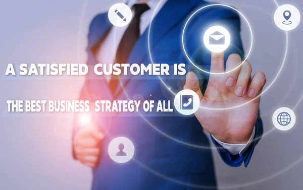 Ein zufriedener Kunde ist das A und O. Geschäftskonzept für zufriedene Kunden ist die beste Geschäftsstrategie von allen. — Stockfoto