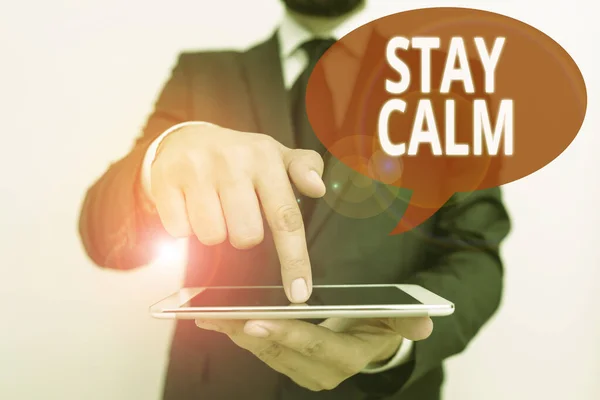 Word writing text Stay Calm. Business concept for Maintain in a state of motion smoothly even under pressure. — Stock Photo, Image