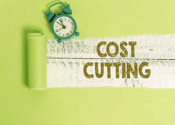 Handschrift Text Schreiben Kostensenkung. Konzept: Maßnahmen, die ergriffen werden, um den Betrag zu reduzieren, der für eine Dienstleistung ausgegeben wird. — Stockfoto