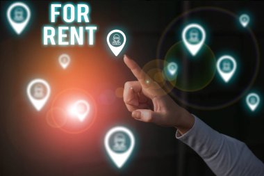 Kiralık Kelime Yazma Metni. İş konsepti, geçici olarak satın almak için kullanılabilir mülk yaptığınızda akıllı aygıt kullanılarak sunum sunumu için resmi iş elbisesi giyin.