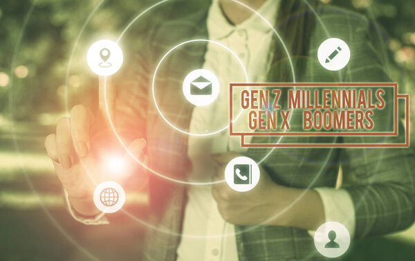 Почерк писателя Gen Z Millennials Gen X Boomers. Концепция, означающая различия поколений
.