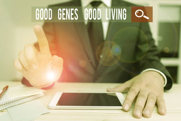 Escritura a mano conceptual que muestra buenos genes de buena vida. Foto de negocios mostrando los resultados genéticos heredados en la longevidad Vida Saludable . — Foto de Stock