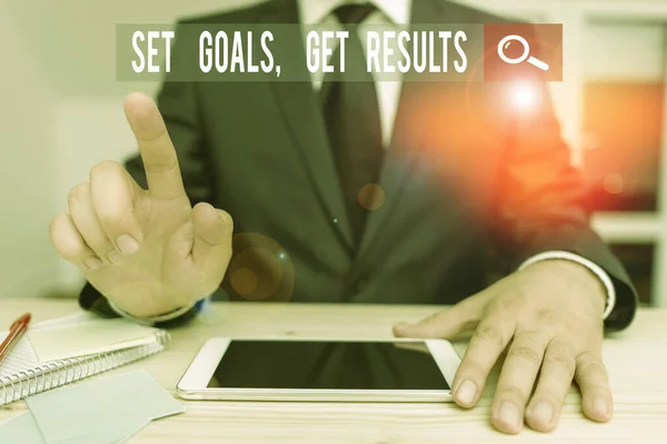 Conceptual hand writing showing Set Goals Get Results. Business photo showcasing Establish objectives work for accomplish them. — Stock Photo, Image