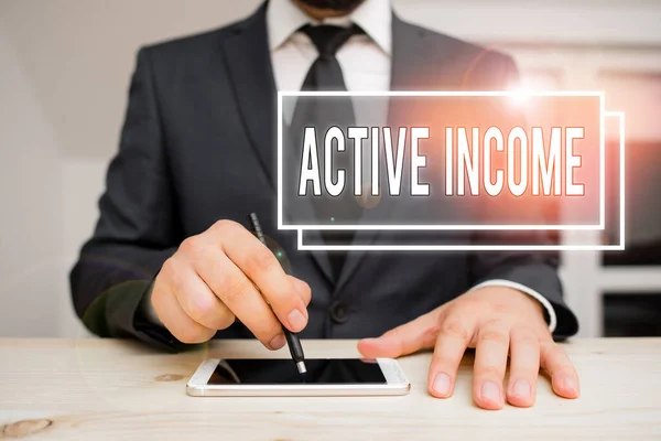 Handskrift text skriva Active Income. Begreppet "royalties" Löner Pensioner Finansiella placeringar Tips. — Stockfoto