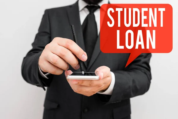 Word writing text Student Loan. Business concept for financial assistance designed to help students pay for school.