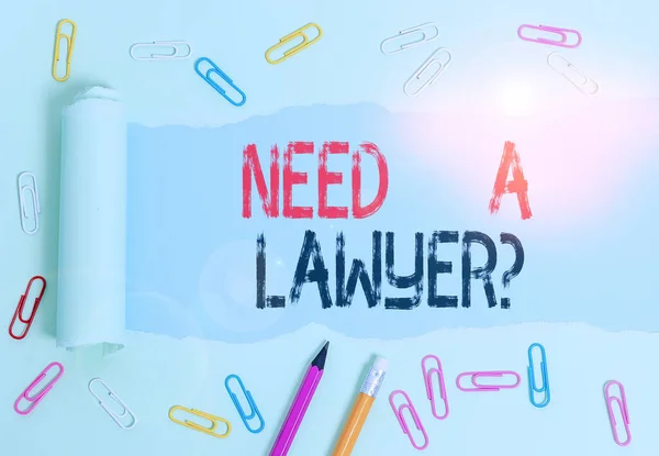 Conceptual hand writing showing Need A Lawyer Question. Business photo text Legal problem Looking for help from an attorney. — Stock Photo, Image