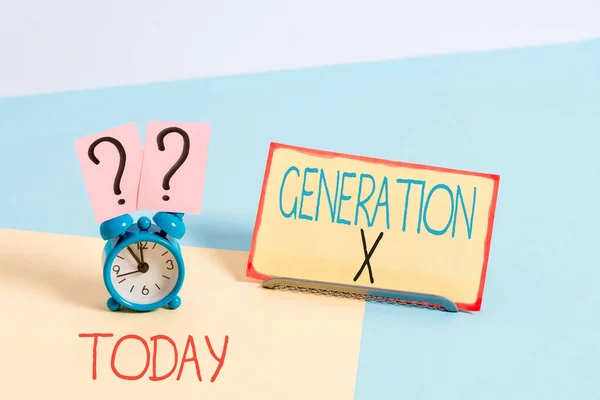 Πινακίδα κειμένου που εμφανίζει τη γενιά X. Εννοιολογική φωτογραφία η γενιά που γεννήθηκε μετά από αυτή των baby boomers. — Φωτογραφία Αρχείου