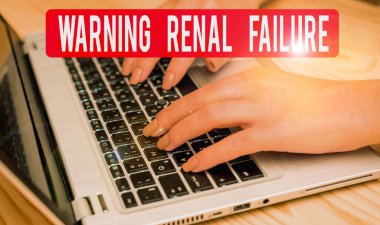 Renal yetmezliği gösteren metin işareti. Aşırı Atık Böbrek Bozukluğunu Filtrelemeyi Kavramsal fotoğraf durdurma Bilgisayarlı bilgisayar bilgisayarlı akıllı telefon sabıka ofisi teknolojik cihazlar sağlar.