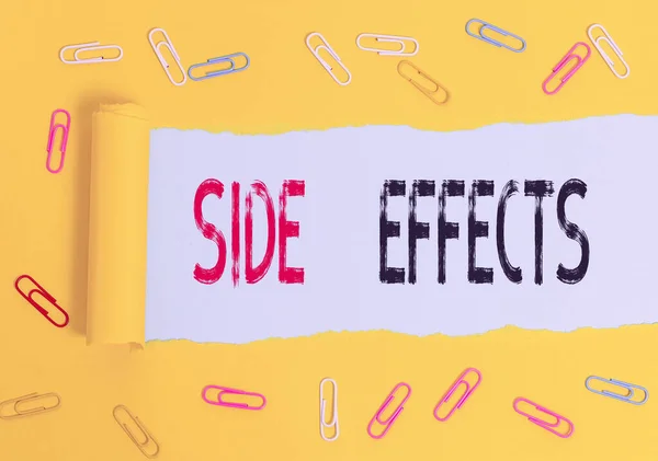 Handwriting text Side Effects. Concept meaning secondary undesirable effect of a drug or medical treatment. — 스톡 사진
