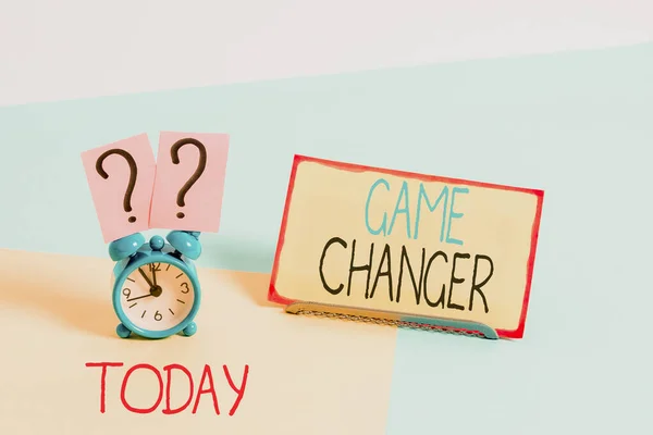 Text sign showing Game Changer. Conceptual photo way that effects a major shift in the current analysisner of doing.