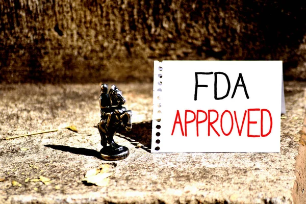 Az FDA jóváhagyta a szövegírást. Üzleti koncepció az Fda egyetértett abban, hogy a termék vagy képlet biztonságos és hatékony Bronz lovag sakk üres spirál jegyzetfüzet hajtogatott félig száraz levelek. — Stock Fotó