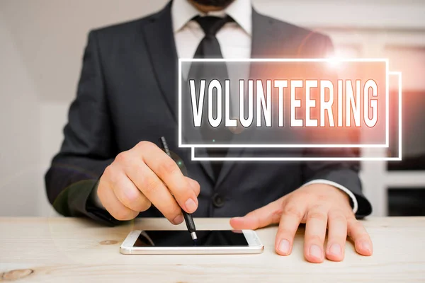 Kézírásos szövegírás Önkéntesség. Koncepció jelentése Szolgáltatásnyújtás anyagi haszon nélkül Önként Oblige. — Stock Fotó