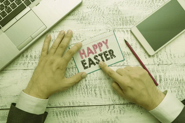 Text sign showing Happy Easter. Conceptual photo the Christian celebration of the Resurrection of Christ.