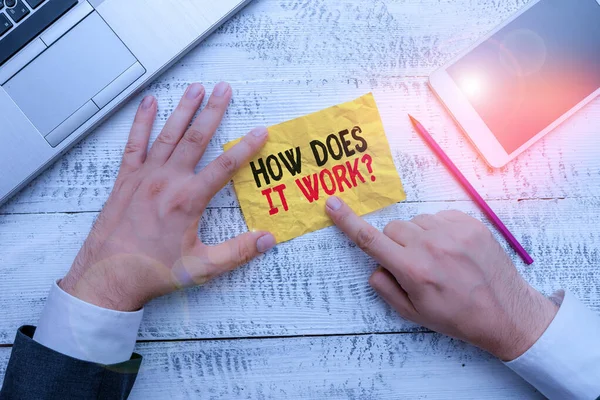 Word writing text How Does It Work Question. Business concept for Asking on how stuff being build or operates. — Stock Photo, Image