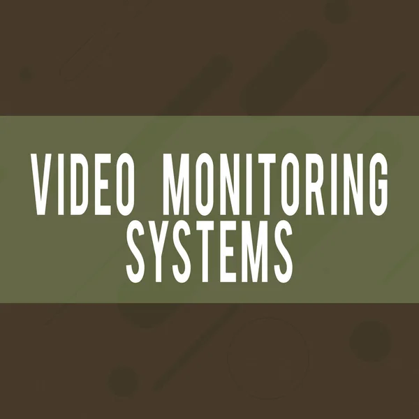 Tulisan tangan menulis Video Monitoring Systems. Konsep berarti Surveillance Transmit capture Image to Digital Link Oblong Geometric Shape Angle Pattern in Different Sizes in Violet Monochrome . — Stok Foto