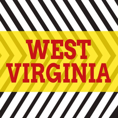 Batı Virginia 'ya mesaj at. Amerika Birleşik Devletleri için iş konsepti: Devlet Seyahati Turizmi Tarihi Tertemiz Dikey Siyah Çizgiler Beyaz Yüzeyde Ayna Görüntüsü Yansıması.