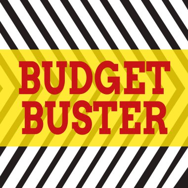 Kelime yazma Bütçesi Buster. Carefree Harcama için İş Konsepti Gereksiz Satışlar Gereksiz Harcamalar Dikey Dikey Çizgiler Beyaz Yüzeyde Beyaz Görüntü Yansıması.