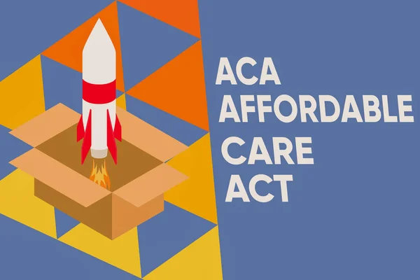 Tekstskilt som viser Aca Affordable Care Act. Konseptuelt bilde som gir pasienten billig behandling flere steder. Starte et prosjekt. Drivstoffinspirasjon . – stockfoto