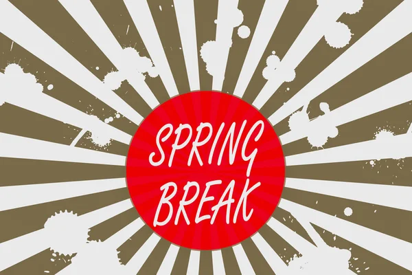 Conceptual hand writing showing Spring Break. Business photo showcasing week s is vacation for students in the spring typically at Easter Abstract geometric deep design Simulating depth and stains. — Stock Photo, Image