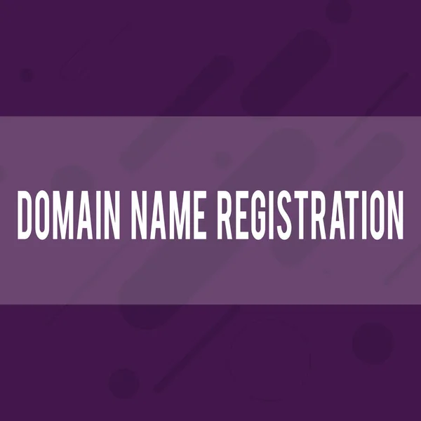 Handwriting text writing Domain Name Registration. Concept meaning Own an IP Address Identify a particular Webpage Oblong Geometric Shape Angle Pattern in Different Sizes in Violet Monochrome.