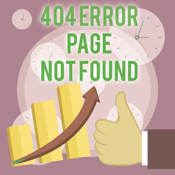 Записка, що показує 404 Error Page Not Found. Бізнес-фото, що демонструє Webpage on Server, було видалено або переміщено Thumb Up Good Performance Success Escalating Bar Graph Ascending Arrow. — стокове фото