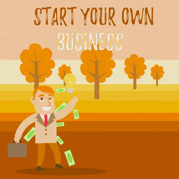 Fogalmi kézírás, amely bemutatja a Start Your Own Business. Üzleti fotó szöveg Vállalkozói Venture startup Lépjen be a kereskedelmi sikeres üzletember generáló ötlet vagy megoldás. — Stock Fotó