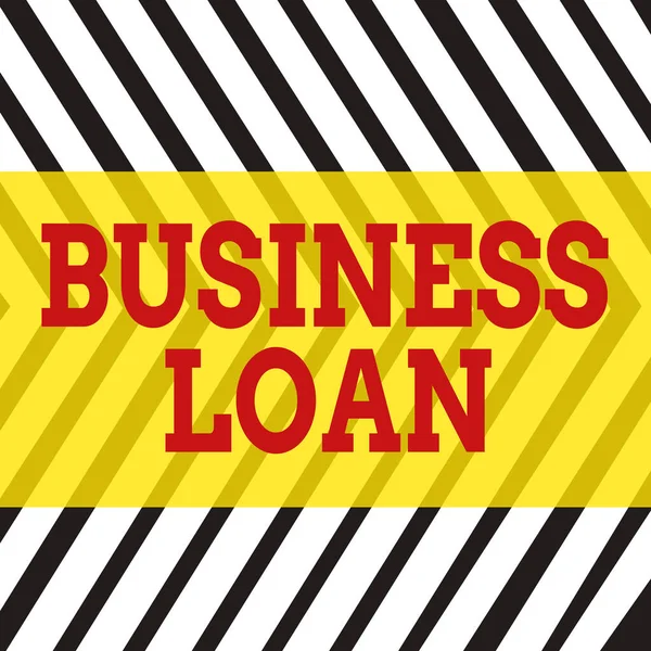 Word σύνταξη κειμένου Business Loan. Επιχειρηματική έννοια για την πιστωτική ενυπόθηκη οικονομική βοήθεια Προκαταβολές μετρητών Χρέος χωρίς ραφή κάθετες μαύρες γραμμές στη λευκή επιφάνεια σε καθρέπτη αντανάκλαση εικόνας. — Φωτογραφία Αρχείου