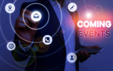 Gelecek Olayları gösteren kavramsal el yazısı. İş fotoğraf metin Happening yakında Gelecek Planlanan Gelecek karşılamak Gelecek.