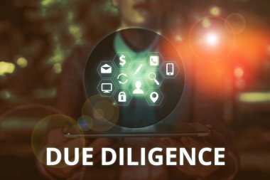 Due Diligence 'ı gösteren metin işareti. Kavramsal Fotoğraf Kapsamlı Değerlendirme Gönüllü Soruşturma Denetimi.