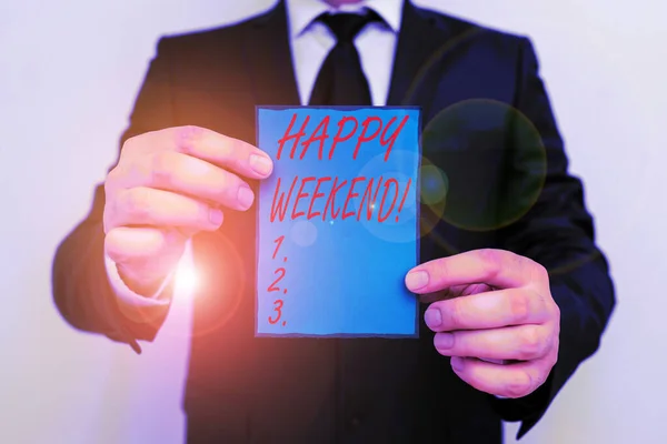 Handwriting text writing Happy Weekend. Concept meaning something nice has happened or they feel satisfied with life.