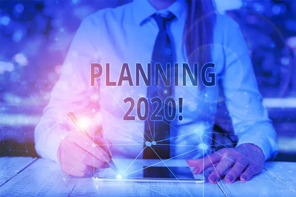 Koncepční rukopis znázorňující plánování 2020. Proces tvorby fotografií v zaměstnání v příštím roce. — Stock fotografie