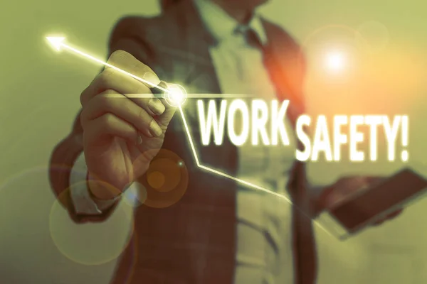 Kézírásszöveg írása munkabiztonsági. Koncepció szerinti irányelvek és eljárások a munkavállalók egészségének biztosítása érdekében. — Stock Fotó