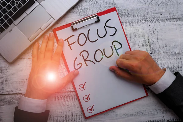 Handwriting text writing Focus Group. Concept meaning showing assembled to participate in discussion about something. — Stock Photo, Image