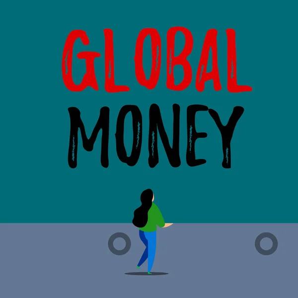 Письменный почерк Global Money. Концепция, означающая Международные финансы Мировая валюта Транзакция во всем мире . — стоковое фото