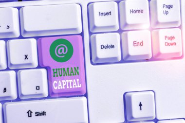 Huanalysis Capital'i gösteren bir metin işareti. Kavramsal fotoğraf Maddi Olmayan Kolektif Kaynaklar Yetkinlik Sermaye Eğitimi Beyaz bilgisayar klavyesi beyaz arka plan anahtar kopyalama alanı üzerinde boş not kağıdı ile.
