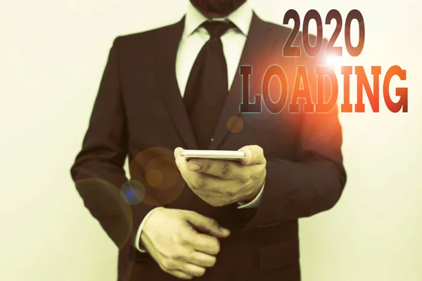 Handwriting text 2020 Loading. Concept meaning Advertising the upcoming year Forecasting the future event. — Stock Photo, Image