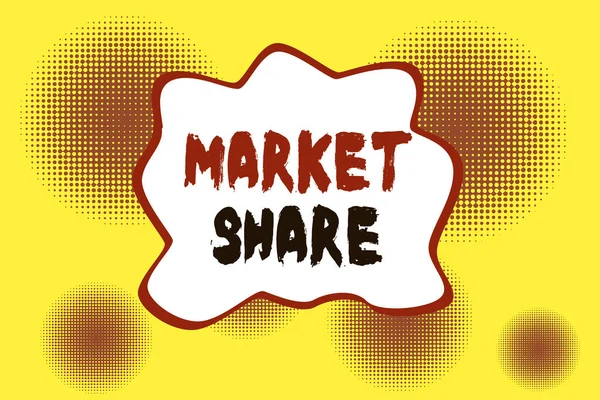 Text sign showing Market Share. Conceptual photo The portion of a market controlled by a particular company Halftone circles vanishing. Abstract seamless round pattern. Gradient.