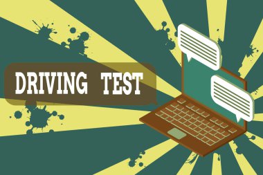 Sürüş Testi 'ni gösteren not yazılıyor. S 'leri test etmek için iş fotoğrafı gösterme prosedürü, bir motorlu taşıt dizüstü bilgisayarını kullanabilmektir..