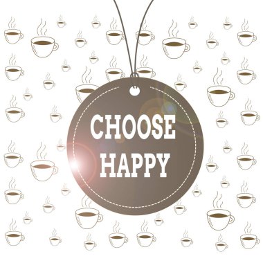 Mutlu Seçin 'i gösteren bir not yazıyorum. Kendin için gerçek ve kalıcı mutluluk yaratmak için iş fotoğrafı gösterme yeteneği boş etiket yuvarlak etiketli küçük şekil.