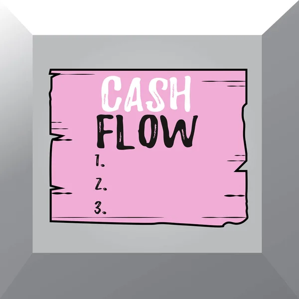 Fogalmi kézírás, ami Cash Flow-t mutatja. Üzleti fotó kirakat Mozgása a pénzt, és ki érintő likviditás Fa deszka rések barázdák fa panel színes fórumon fűrészáru. — Stock Fotó