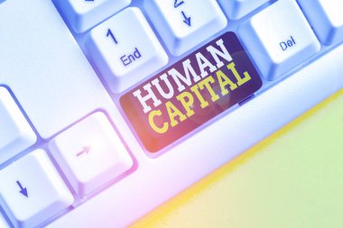 Kelime yazma metin Huanalysis Sermaye. Beyaz arka plan anahtar kopyalama alanı üzerinde boş not kağıdı ile Maddi Olmayan Kolektif Kaynaklar Yetkinlik Sermaye Eğitim Beyaz pc klavye için İş kavramı.