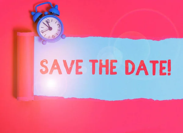 Conceptual hand writing showing Save The Date. Business photo text remember not schedule anything else on this day. — Stock Photo, Image