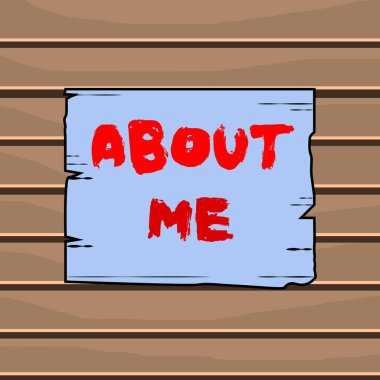 Hakkımda yazılan kavramsal el yazısı. İş fotoğrafı metni birisine iyi ve kötü özelliklerini ve geçmiş olayları anlatıyor tahta oyuklar tahta panel renkli kereste oyukları.